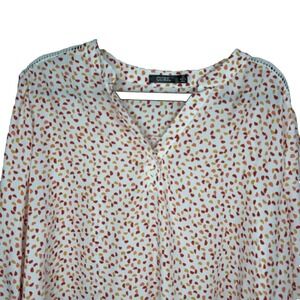 Cure Woven Top Blouse Boho Shirt Plus Size 1XL White Orange polka‎ dots-peach